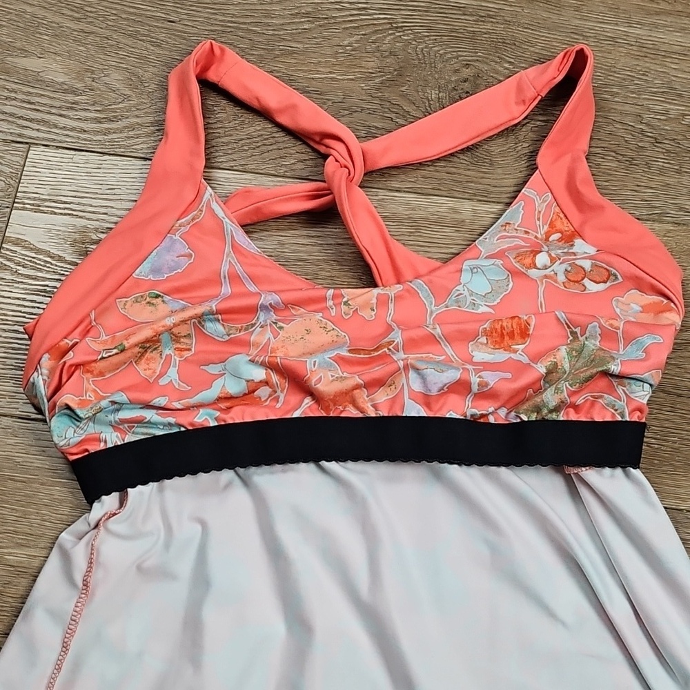 Patagonia Morning Glory Jersey Knit Coral Floral Print Crossback A Line Dress - Picture 11 of 16